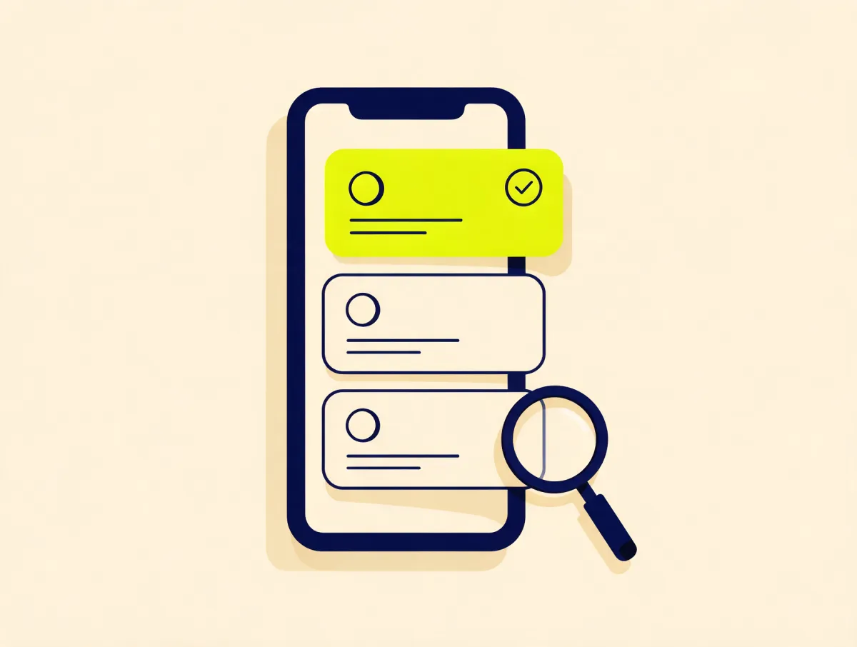 Smartphone showing personal loan cards with one highlighted and checked, representing a personal loan request through Covero