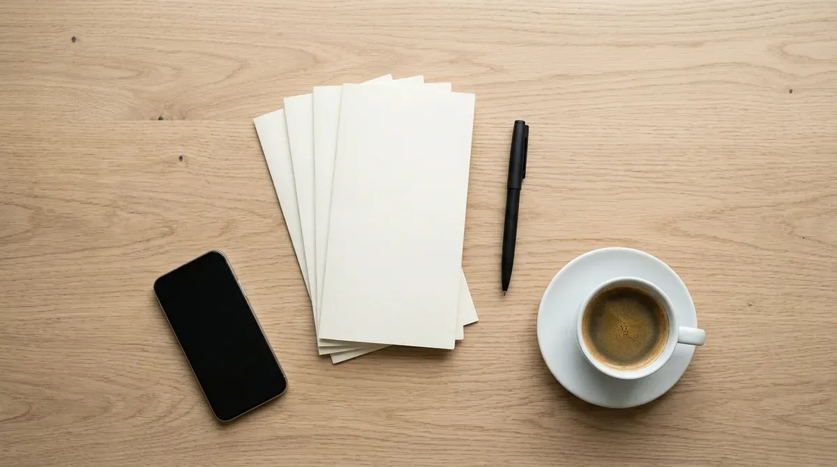 Folded documents, a pen and a coffee cup on a light wood desk, the small stack of paperwork it takes to join a credit union.